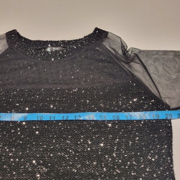 Jeune Jeunesse Black Shimmering Long Sleeve Blouse Top - Picture 6 of 10